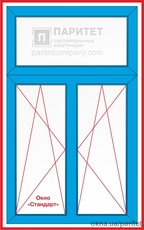 Т-образное двустворчатое поворотно откидное окно Стандарт